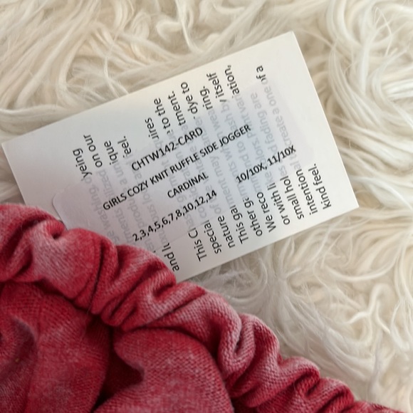 chaser, girls, cozy knit ruffle side jogger in “cardinal“ - Picture 7 of 7